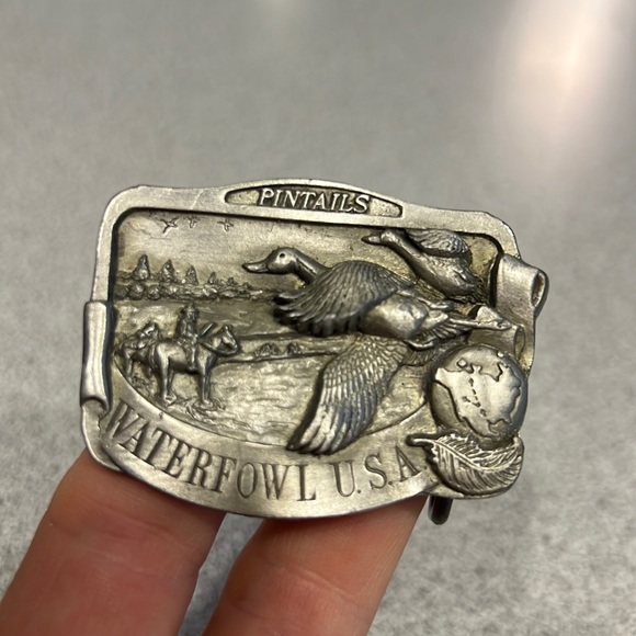 1991-1992 Limited Edition 1 Of 4000 Pintails Waterfowl USA Pewter Belt Buckle - Picture 1 of 4